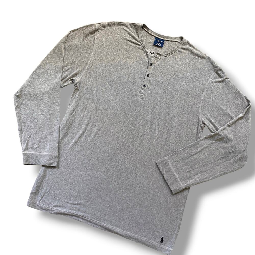 Polo Ralph Lauren Henley Shirt Heather Grey Sz XL Long Sleeve Sleepwear Modal